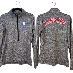 Texas Rangers x PINK Half Zip Top Grey Medium M Shirt Pullover Long Sleeve MLB